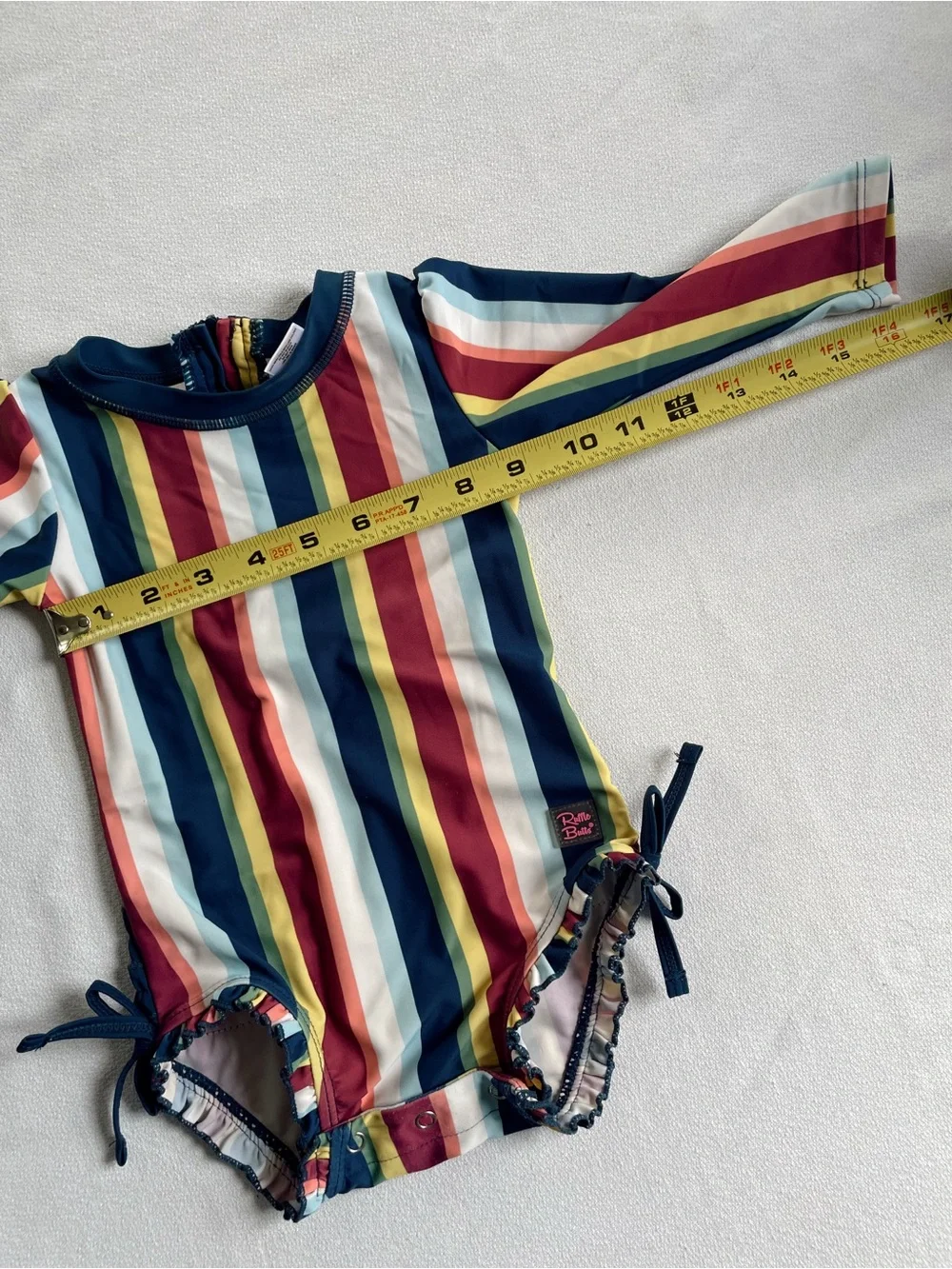 RUFFLEBUTTS Swimsuit Bathing Suit Rash Guard Stripe One Piece Sunset Stripe Navy